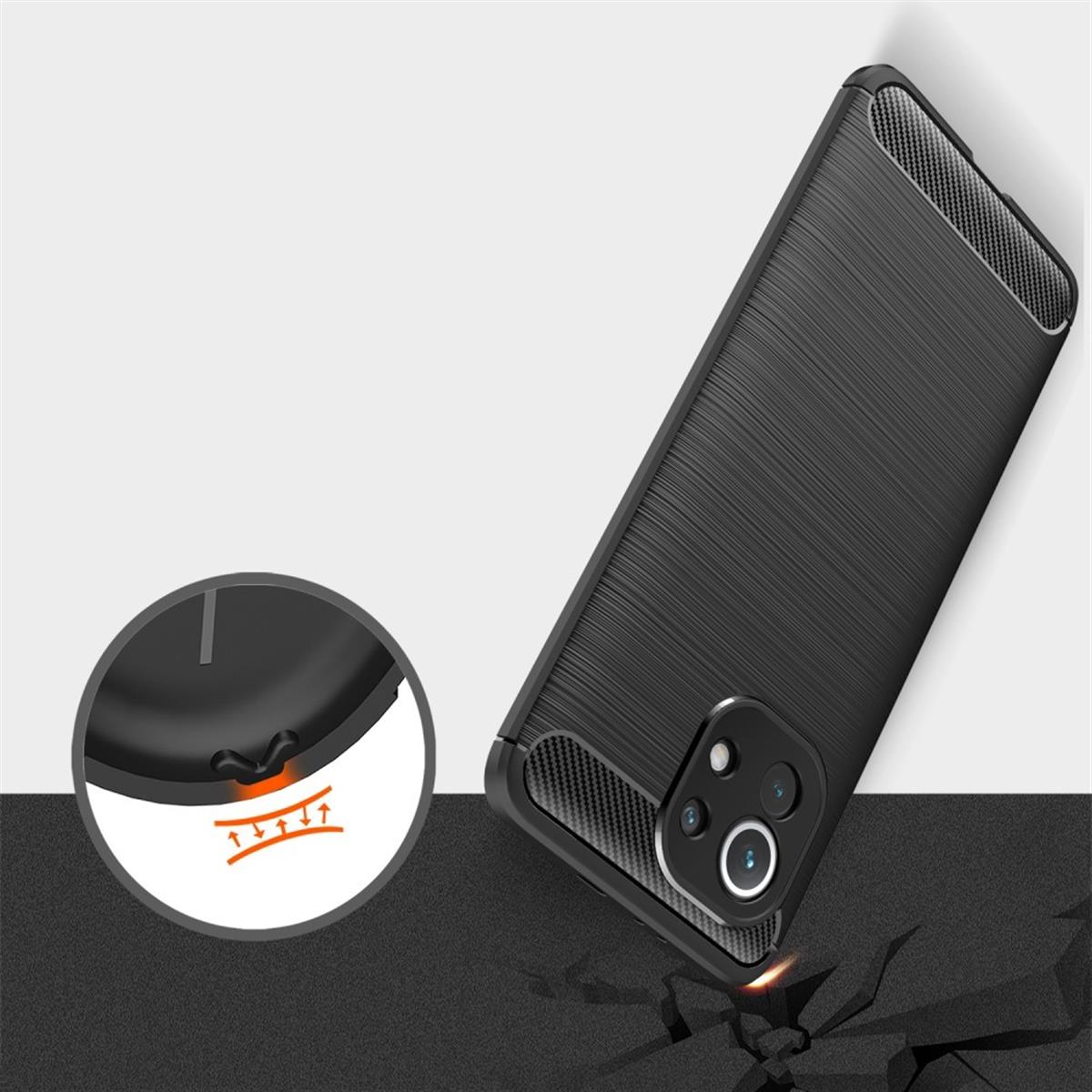 Mi Carbon 11, schwarz COVERKINGZ Handycase Xiaomi, im Backcover, Look,