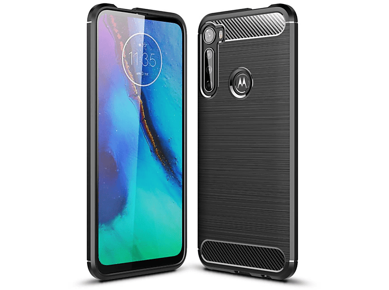 Motorola, Backcover, One Fusion im schwarz COVERKINGZ Carbon Plus, Look, Handycase