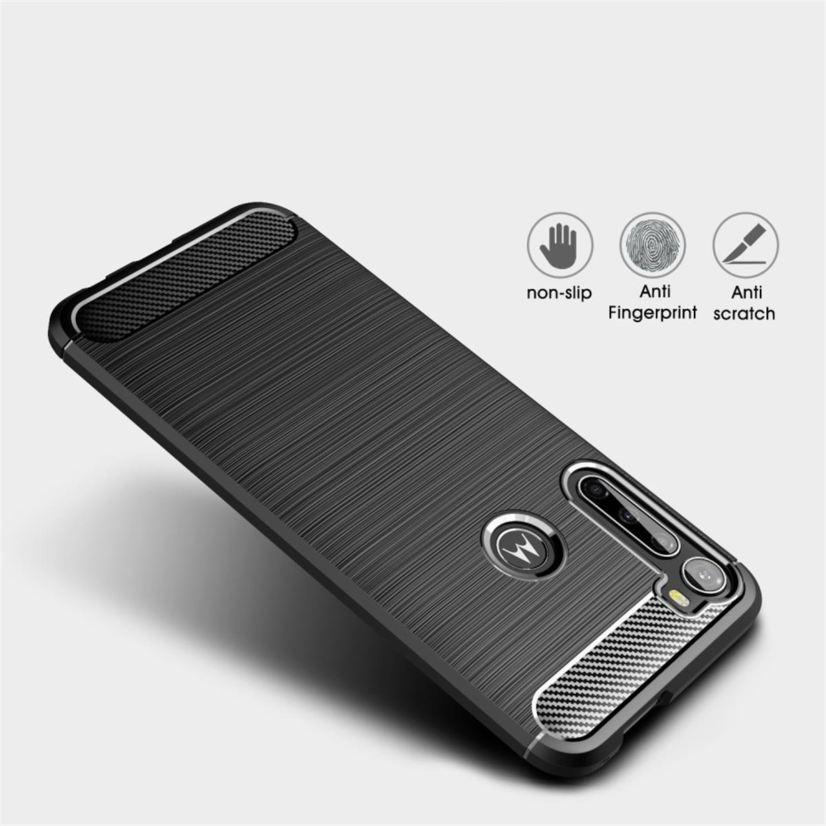 Motorola, Backcover, One Fusion im schwarz COVERKINGZ Carbon Plus, Look, Handycase