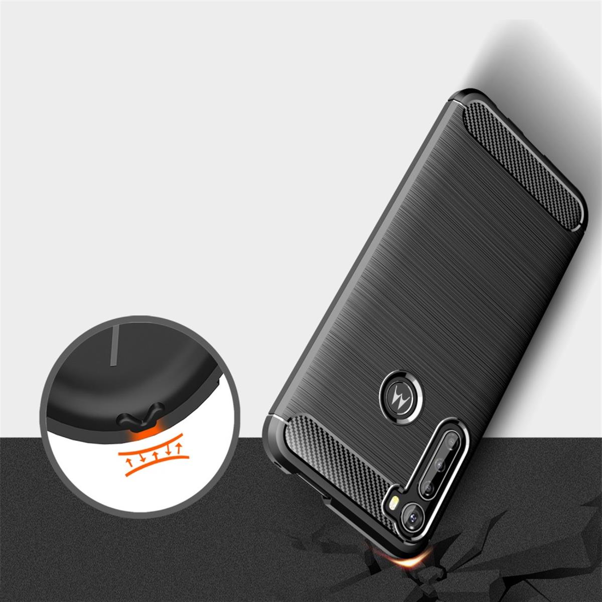 COVERKINGZ Handycase Look, Backcover, Plus, schwarz Fusion Motorola, Carbon One im