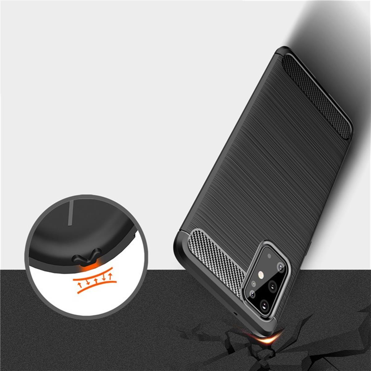 schwarz S20 Look, FE, COVERKINGZ im Carbon Backcover, Handycase Galaxy Samsung,