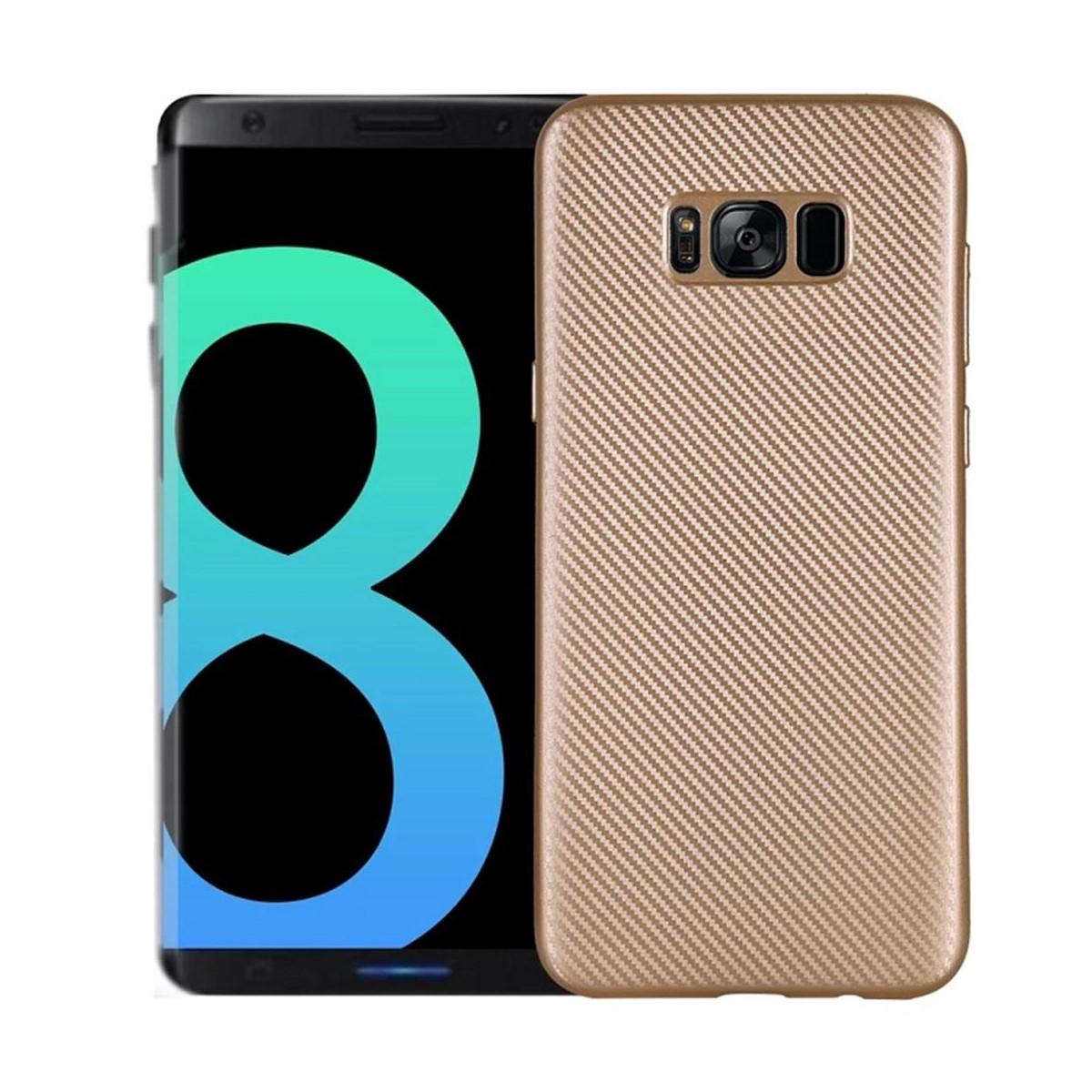 Samsung, Carbon Galaxy Look, im Handycase Plus, S8 COVERKINGZ Gold Backcover,