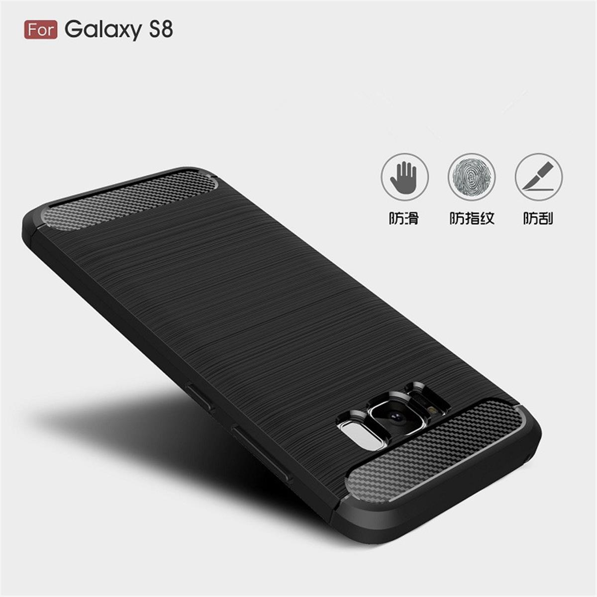 S8 Look, Samsung, Handycase Carbon im COVERKINGZ schwarz Galaxy Backcover, Plus,