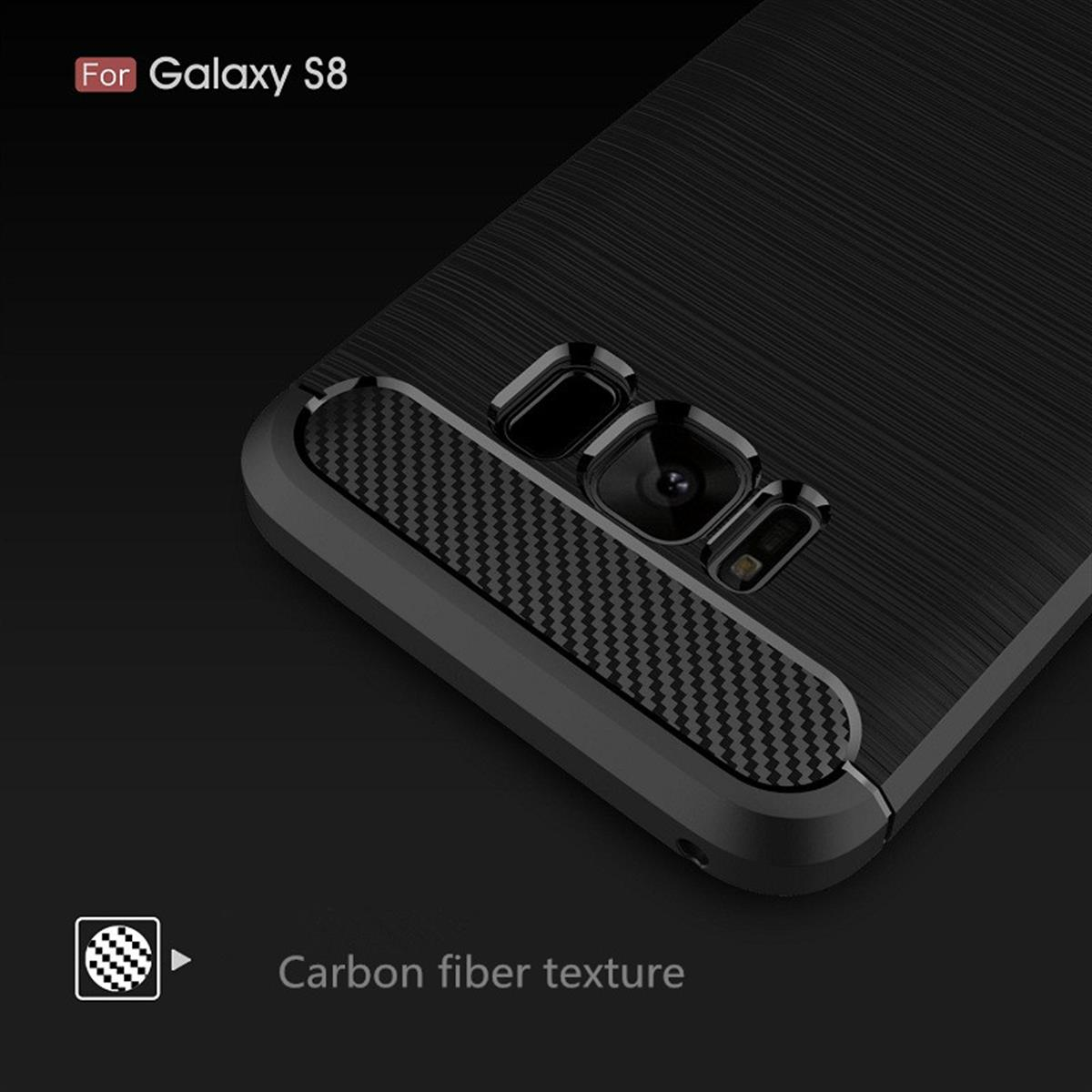 S8 Backcover, im Plus, Galaxy Samsung, Look, Carbon schwarz COVERKINGZ Handycase