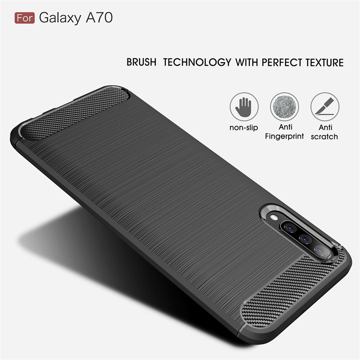 Galaxy schwarz im Samsung, Handycase Carbon Look, Backcover, COVERKINGZ A70,