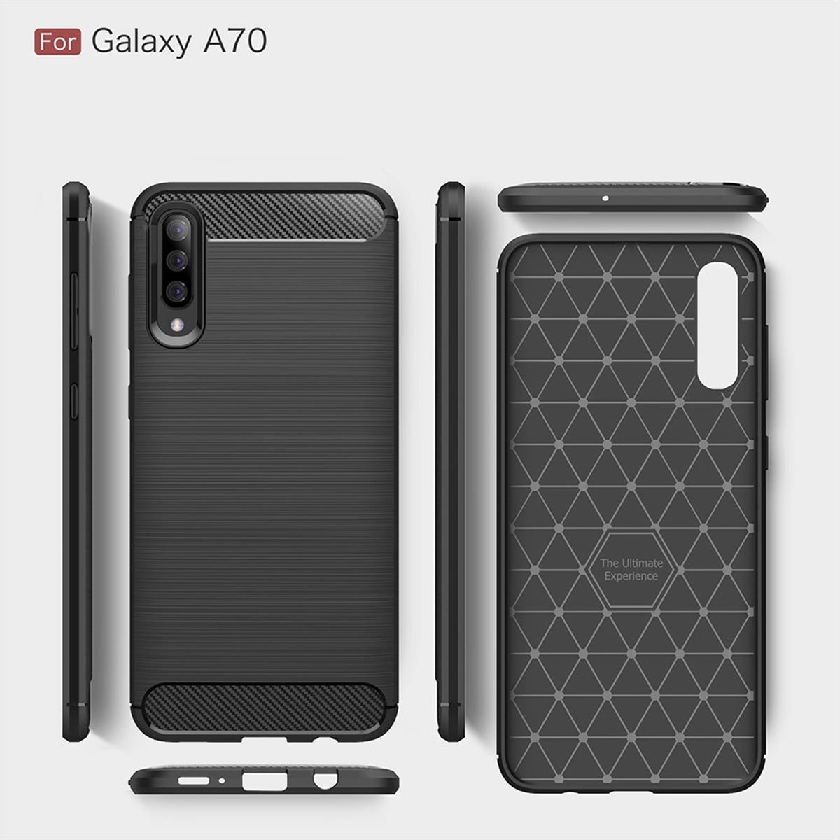 schwarz Galaxy A70, Carbon Samsung, Handycase Look, COVERKINGZ Backcover, im