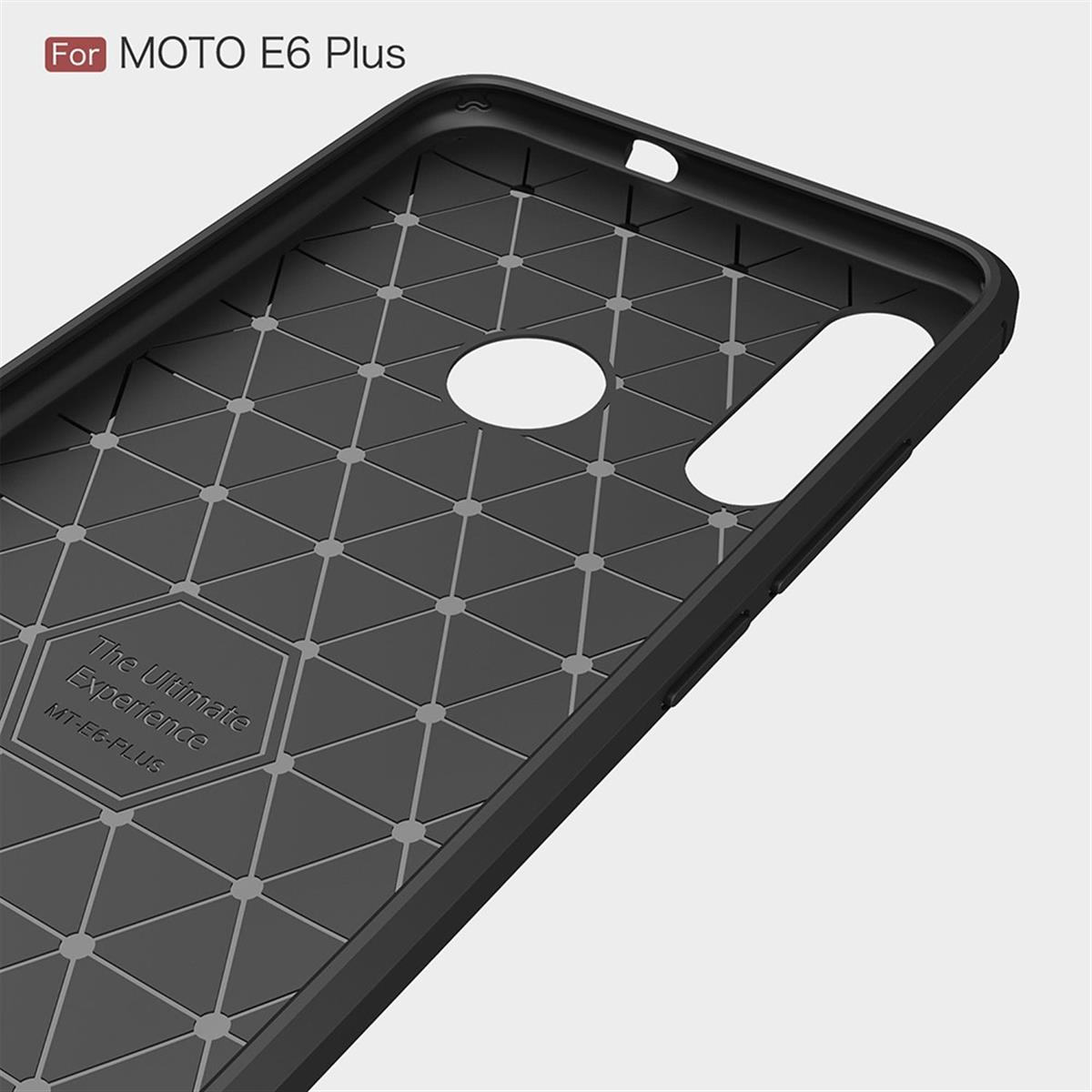 Backcover, schwarz Motorola, Moto im COVERKINGZ E6 Handycase Carbon Look, Plus,