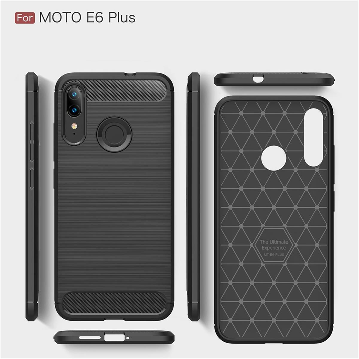 Backcover, schwarz Motorola, Moto im COVERKINGZ E6 Handycase Carbon Look, Plus,