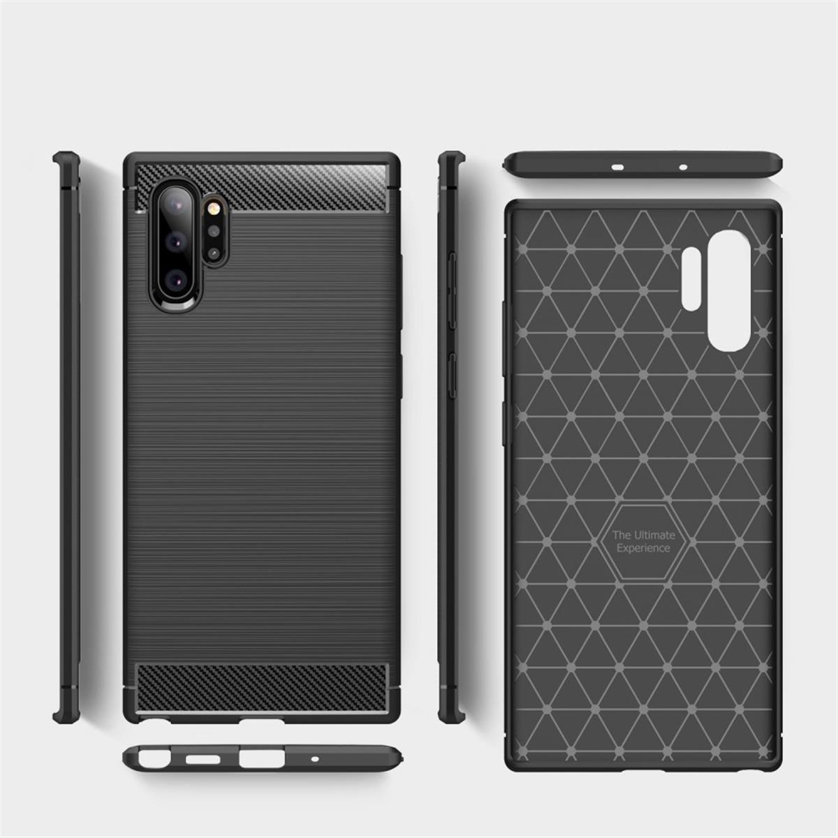 Backcover, schwarz Samsung, im Handycase Note10 Plus, COVERKINGZ Galaxy Carbon Look,