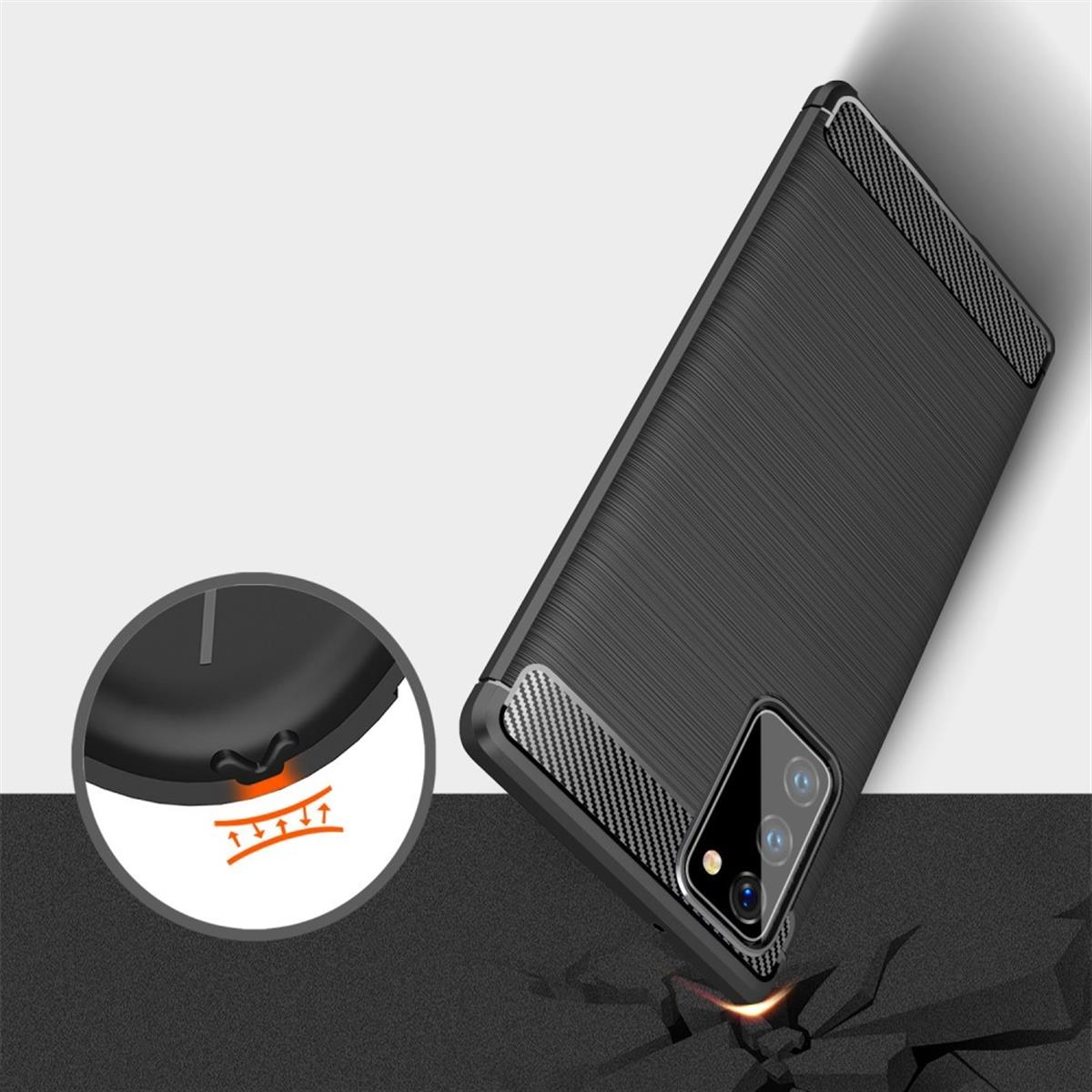 Note20, Backcover, Look, im COVERKINGZ Carbon schwarz Galaxy Samsung, Handycase