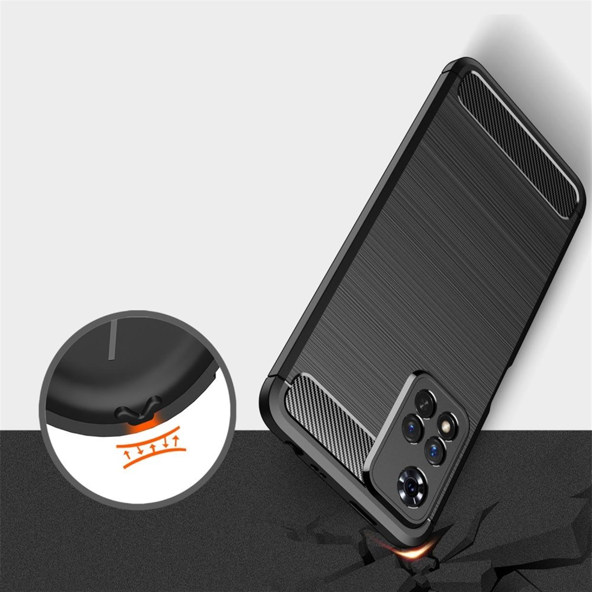 COVERKINGZ Handycase im Carbon 5G, Xiaomi, Note 11 Pro Look, schwarz Plus Redmi Backcover