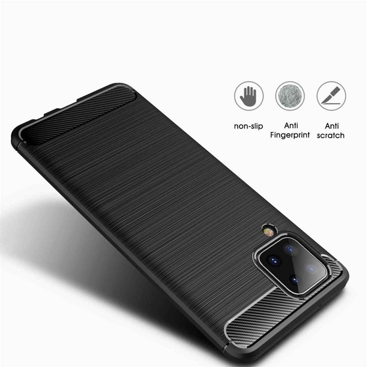 COVERKINGZ Handycase im Galaxy Look, A12 Galaxy Carbon / Backcover, schwarz M12, Samsung