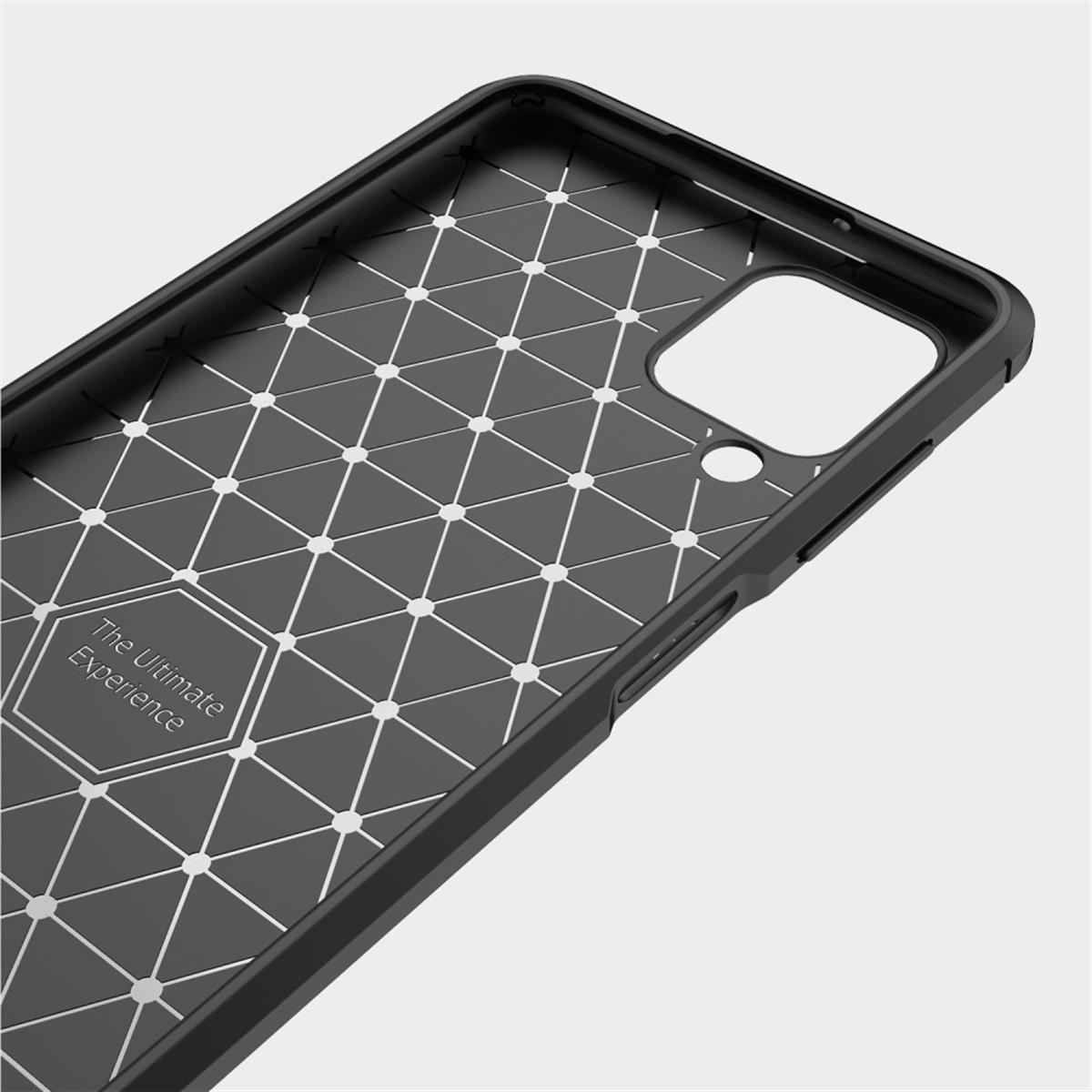 COVERKINGZ Handycase im Carbon Look, Backcover, Samsung, M12, schwarz Galaxy A12 / Galaxy