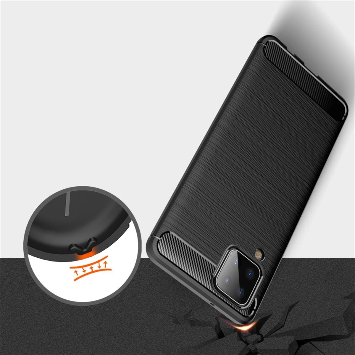 COVERKINGZ Handycase im Carbon Look, Backcover, Samsung, M12, schwarz Galaxy A12 / Galaxy
