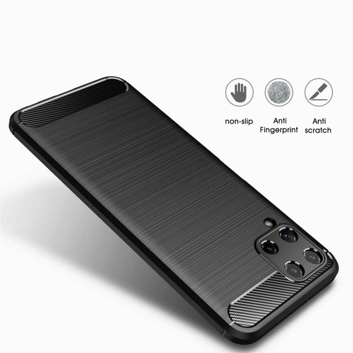 COVERKINGZ Handycase im Carbon Look, Galaxy A22 4G, Backcover, Samsung, Schwarz