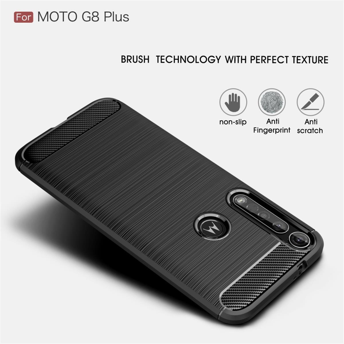 Carbon Moto Backcover, Handycase Schwarz Motorola, Plus, G8 im Look, COVERKINGZ