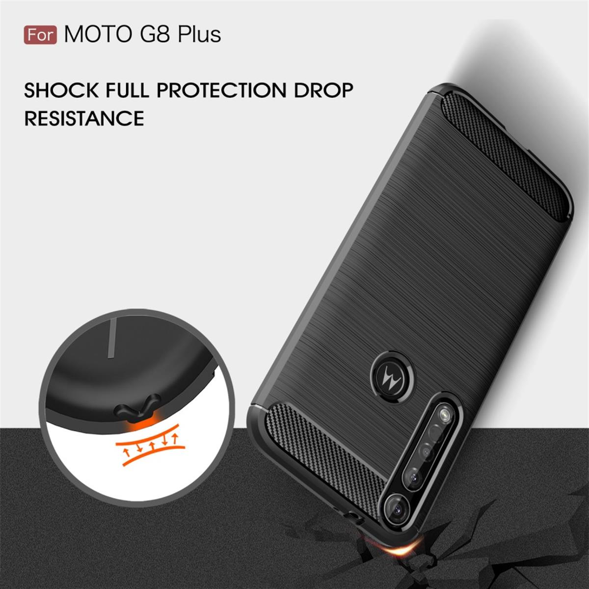 Moto Backcover, im Handycase Carbon Plus, G8 Schwarz Motorola, COVERKINGZ Look,