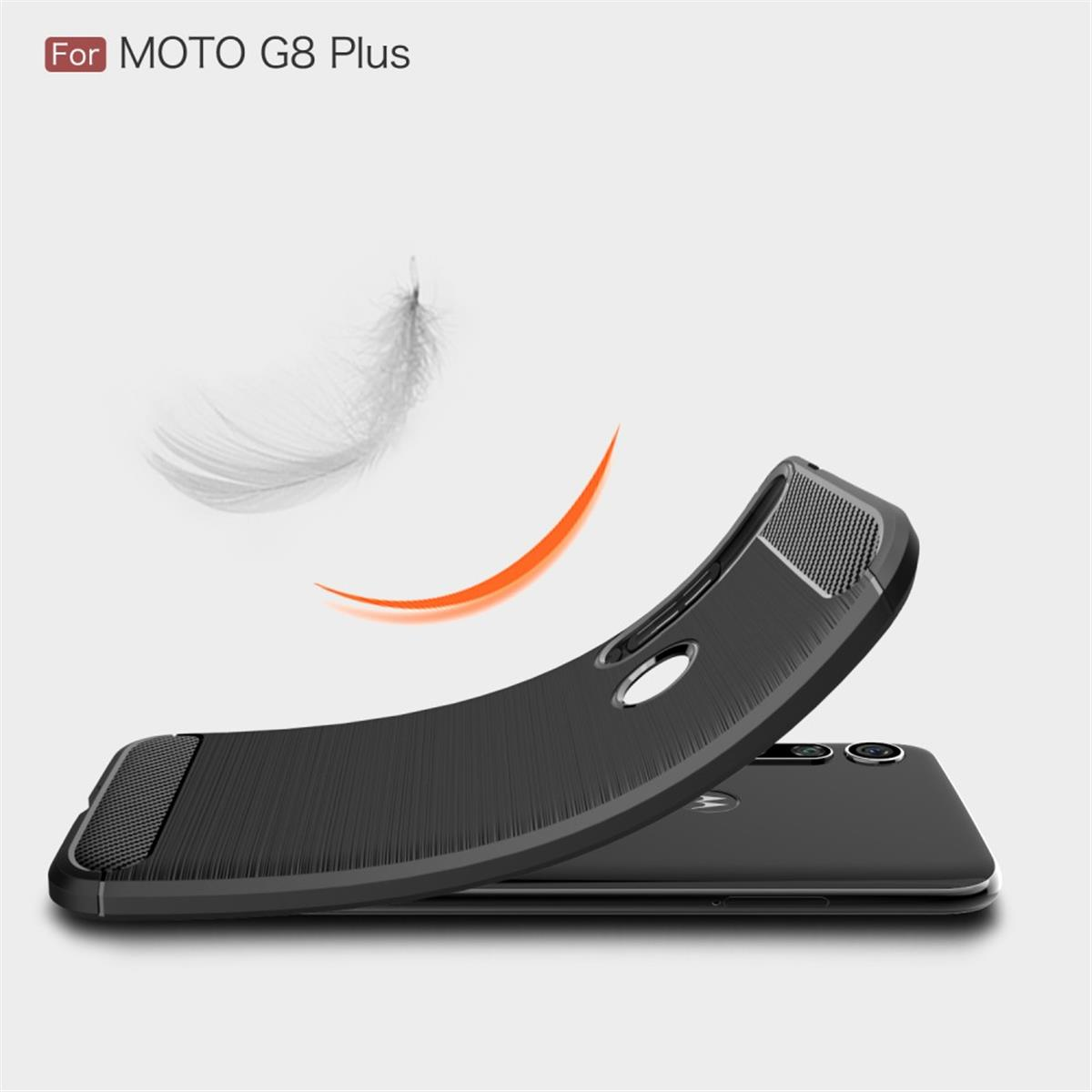 Carbon Moto Backcover, Handycase Schwarz Motorola, Plus, G8 im Look, COVERKINGZ