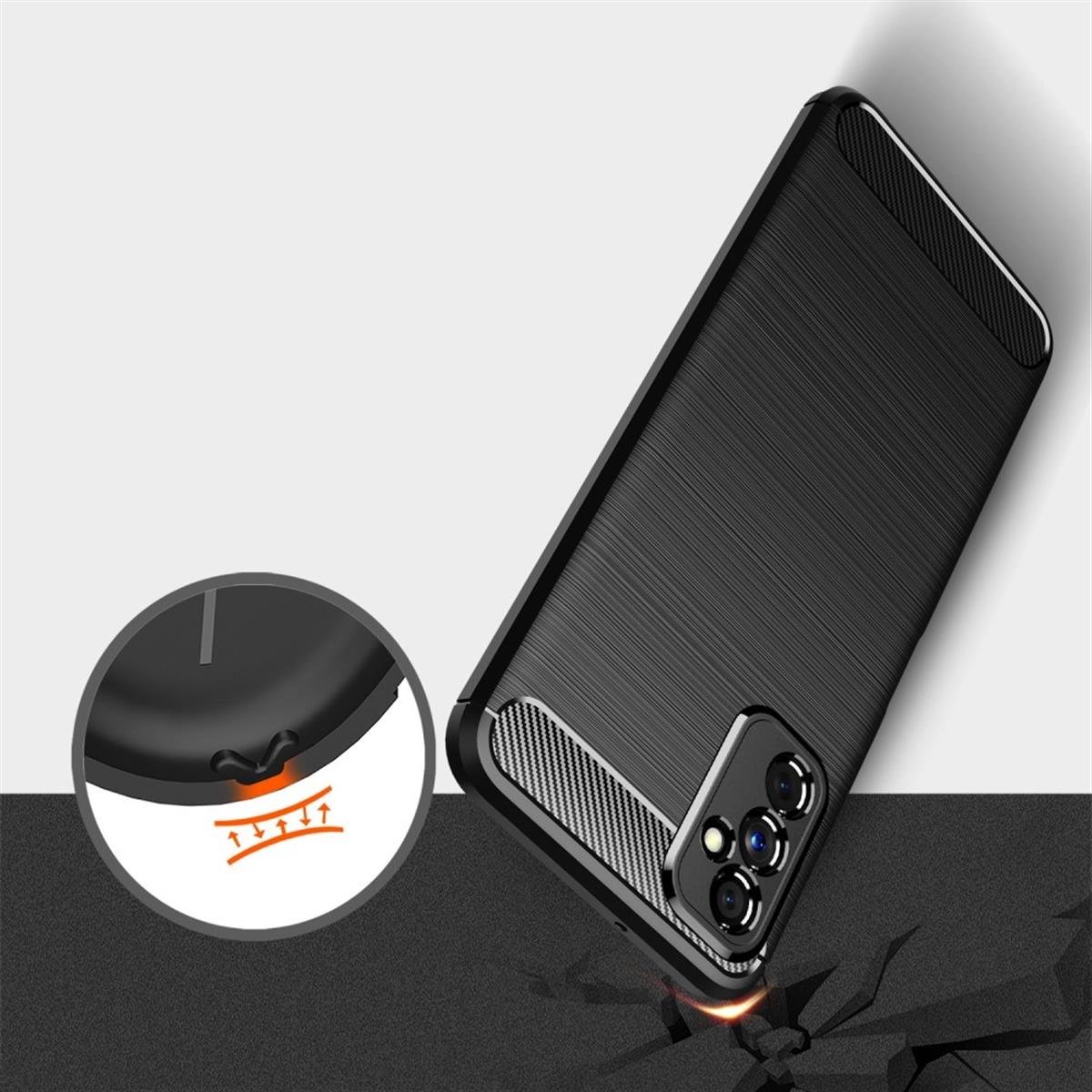 Backcover, schwarz Carbon COVERKINGZ Look, Samsung, M52 Galaxy im 5G, Handycase
