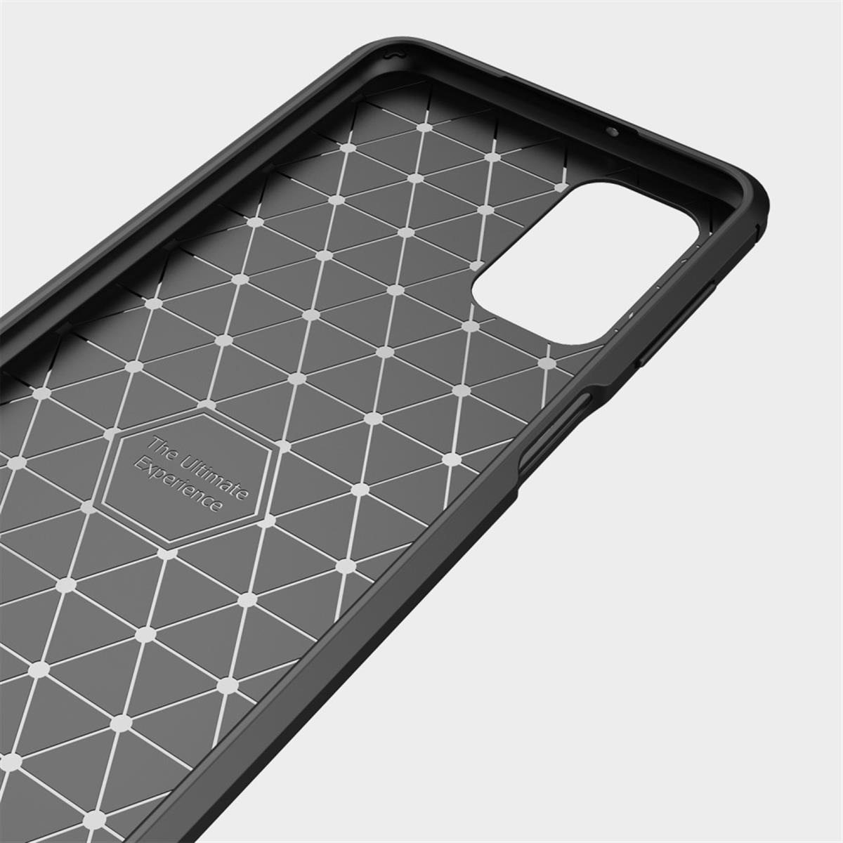 Schwarze Handyhülle innen mit geometrischem Muster und Text 'The Ultimate Experience'.