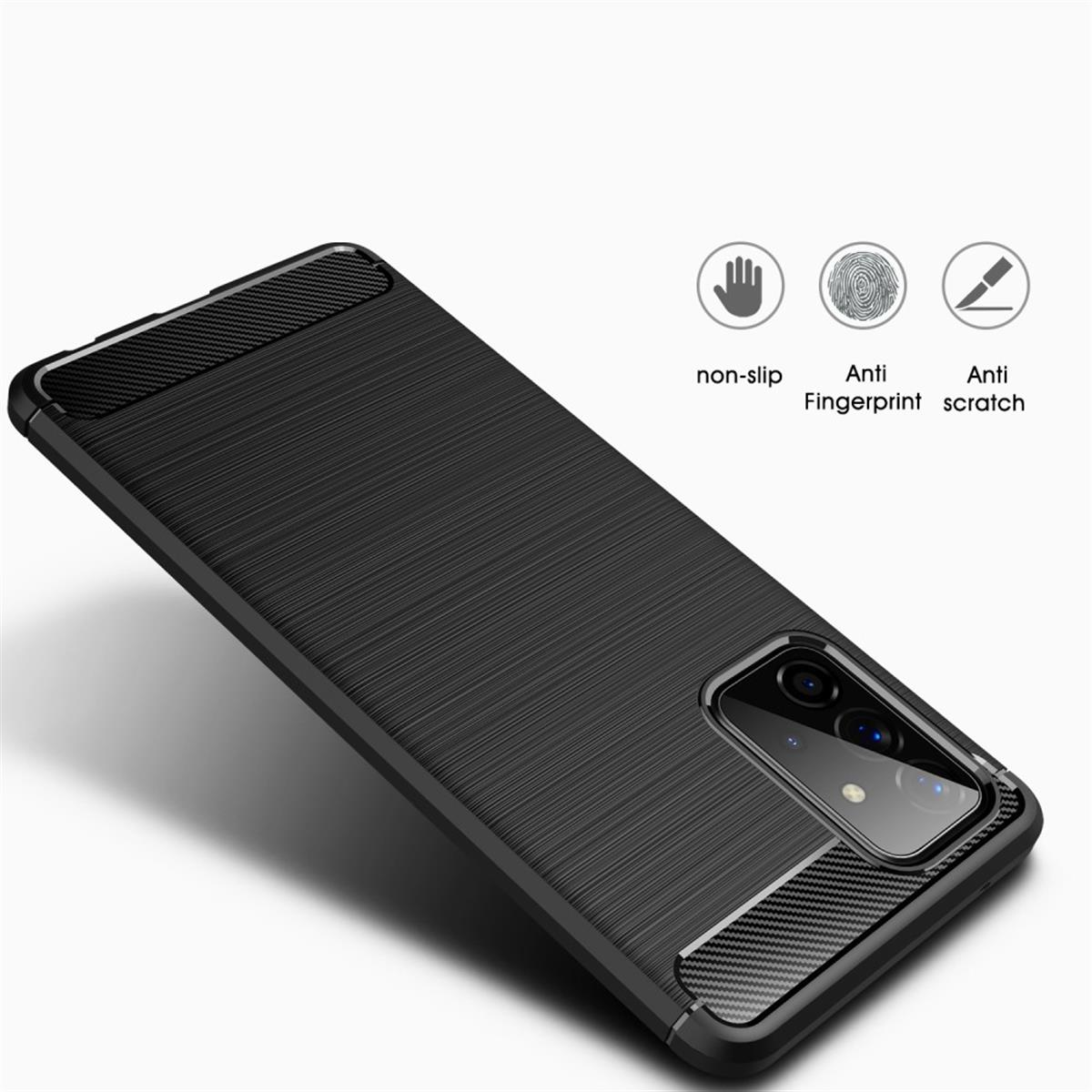 Galaxy 5G, COVERKINGZ Samsung, Handycase im Carbon schwarz A72 Backcover, Look,