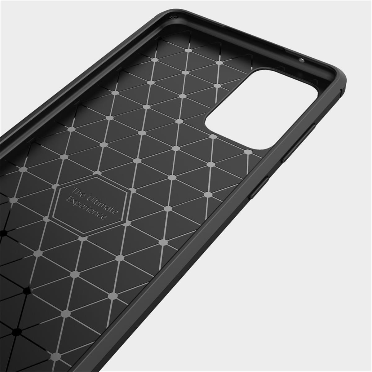 COVERKINGZ Handycase im Galaxy Carbon 5G, schwarz Backcover, Samsung, A72 Look