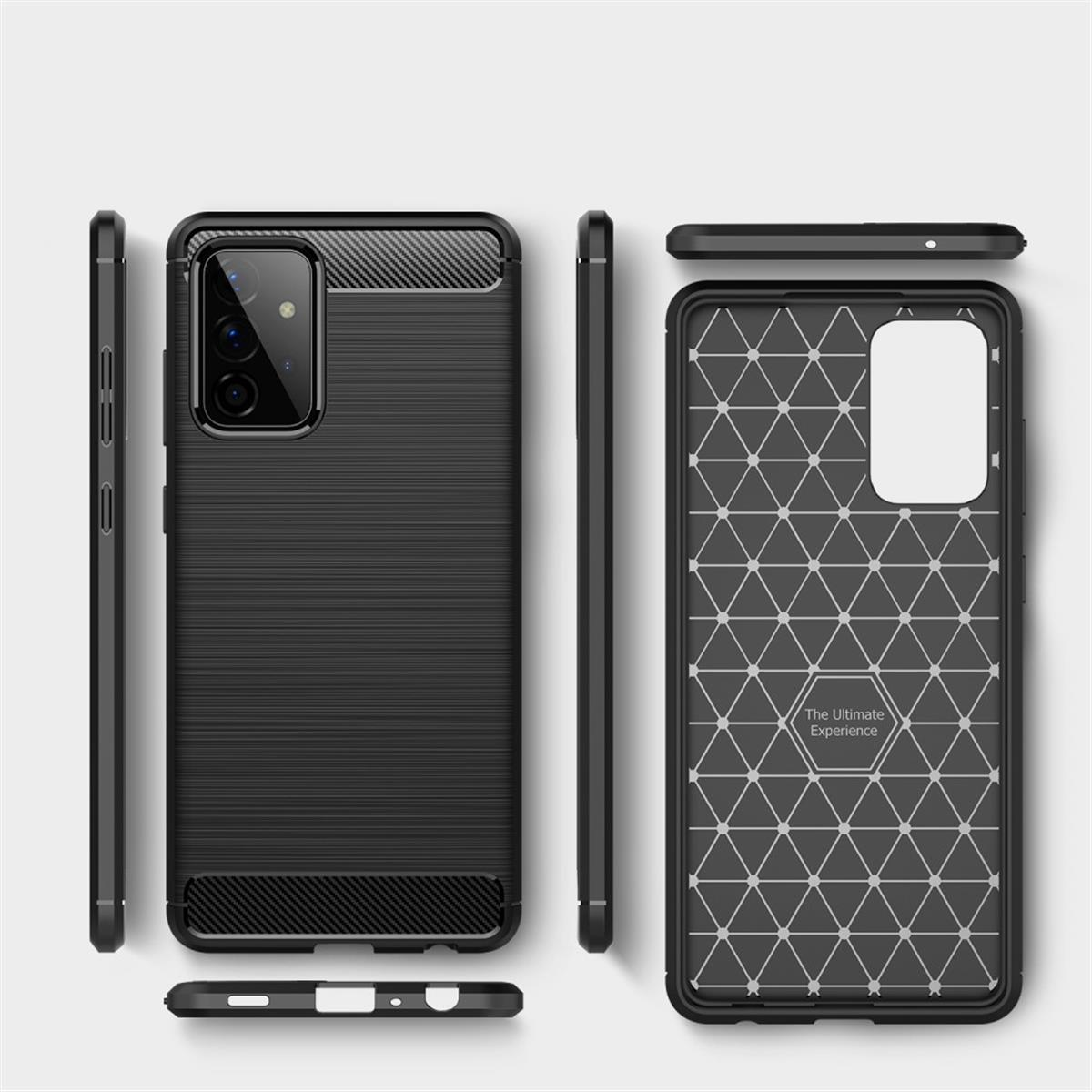 COVERKINGZ Handycase im schwarz Samsung, Backcover, 5G, Carbon Galaxy A72 Look