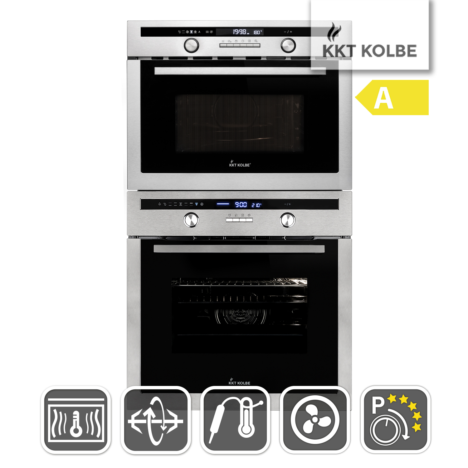 KKT KOLBE SET8013EBM, Liter) Herdset Mikrowelle, und (Backofen 70 A