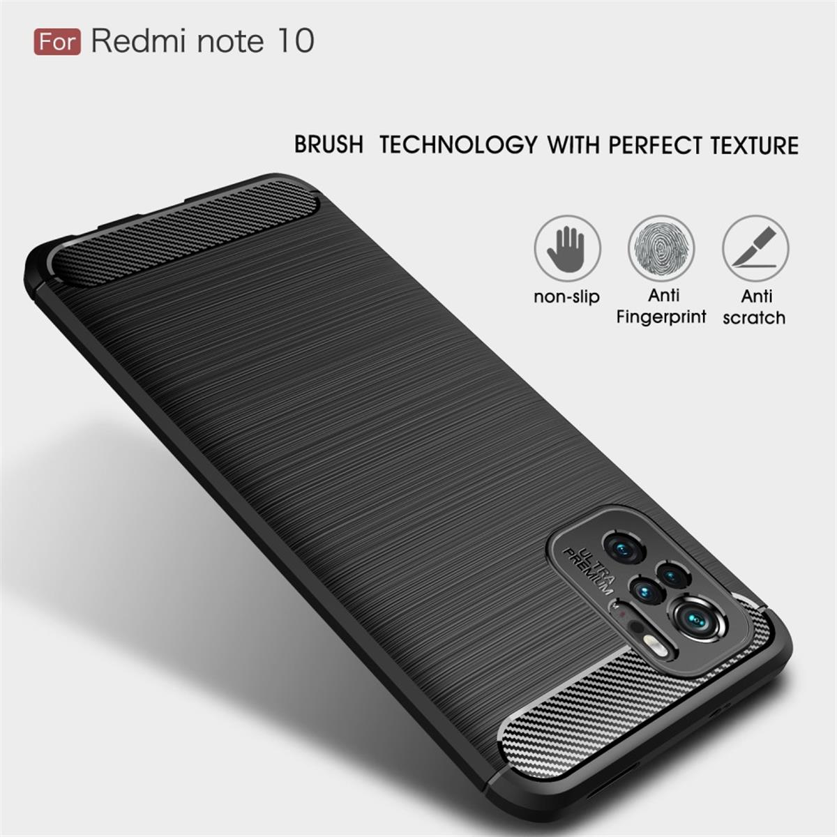 Note Backcover, Redmi / Note Handycase Redmi 10 Look, COVERKINGZ schwarz Xiaomi, Carbon im 10s,