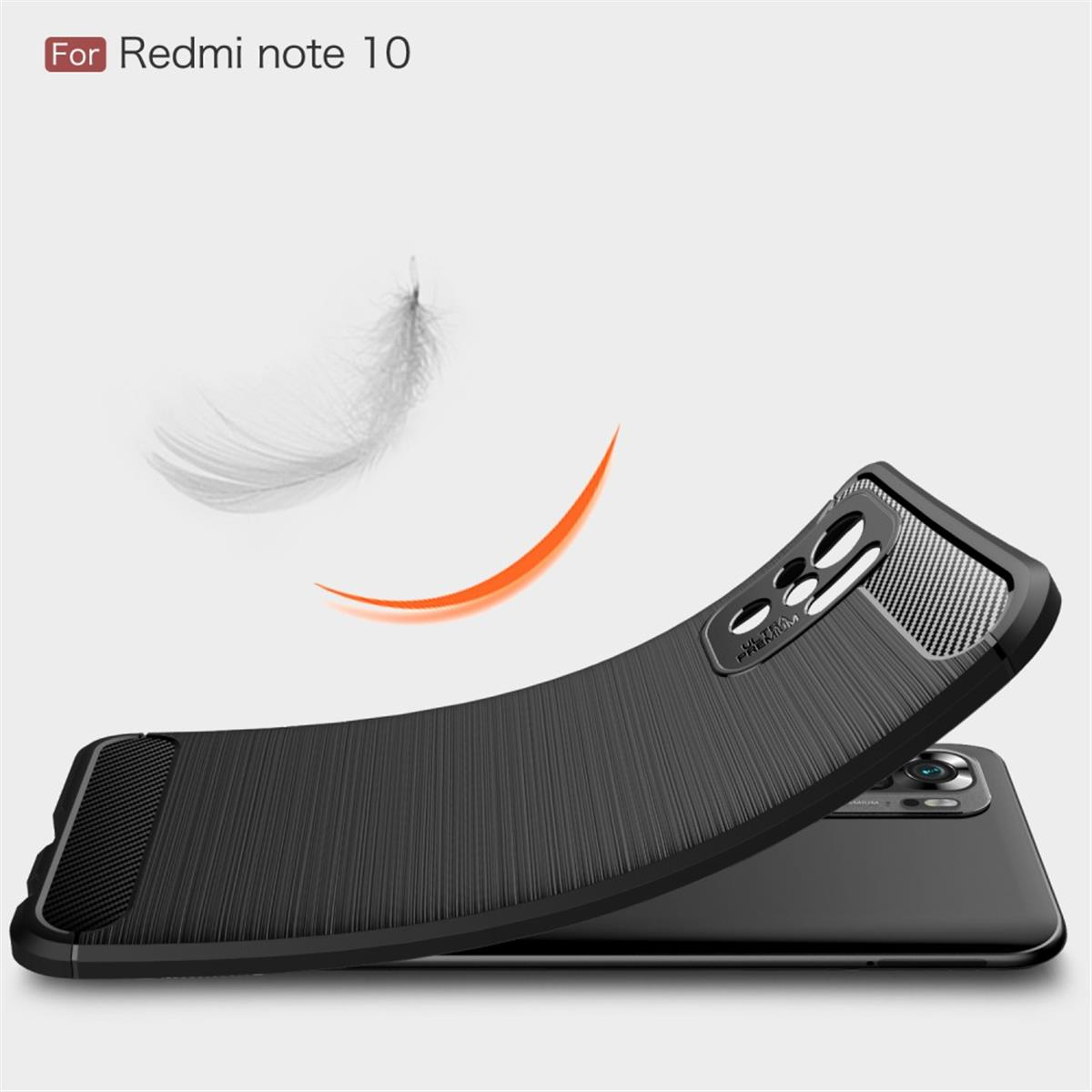 COVERKINGZ Handycase im Carbon Look, Note Redmi Note / Redmi 10 Backcover, Xiaomi, schwarz 10s