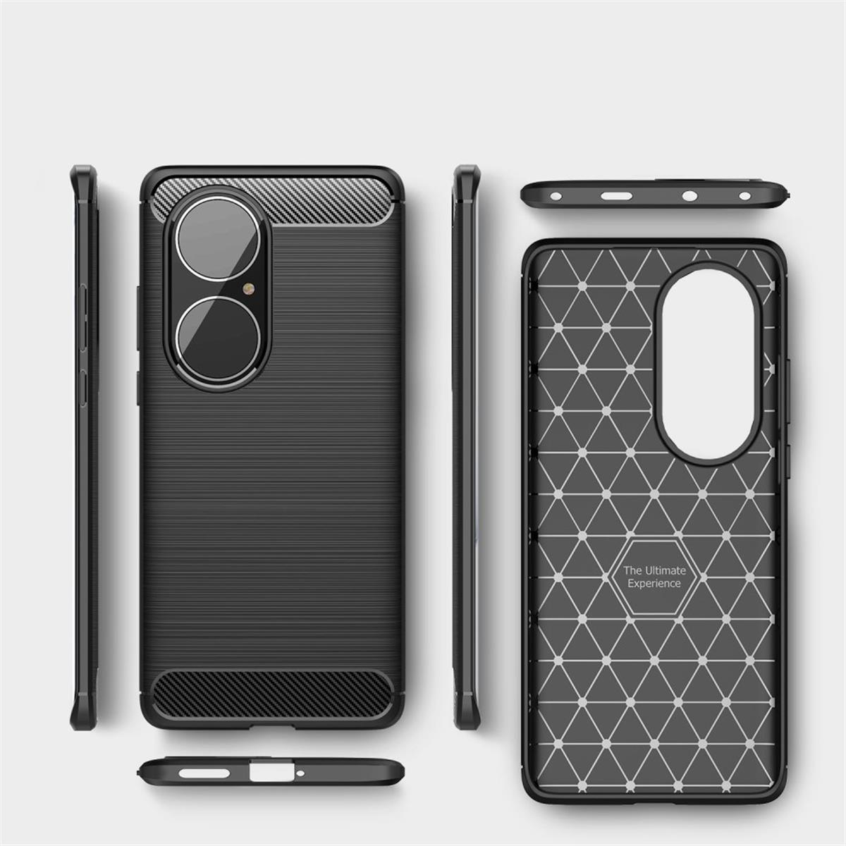 COVERKINGZ Handycase im Carbon Look, P50 Pro, Backcover, schwarz Huawei
