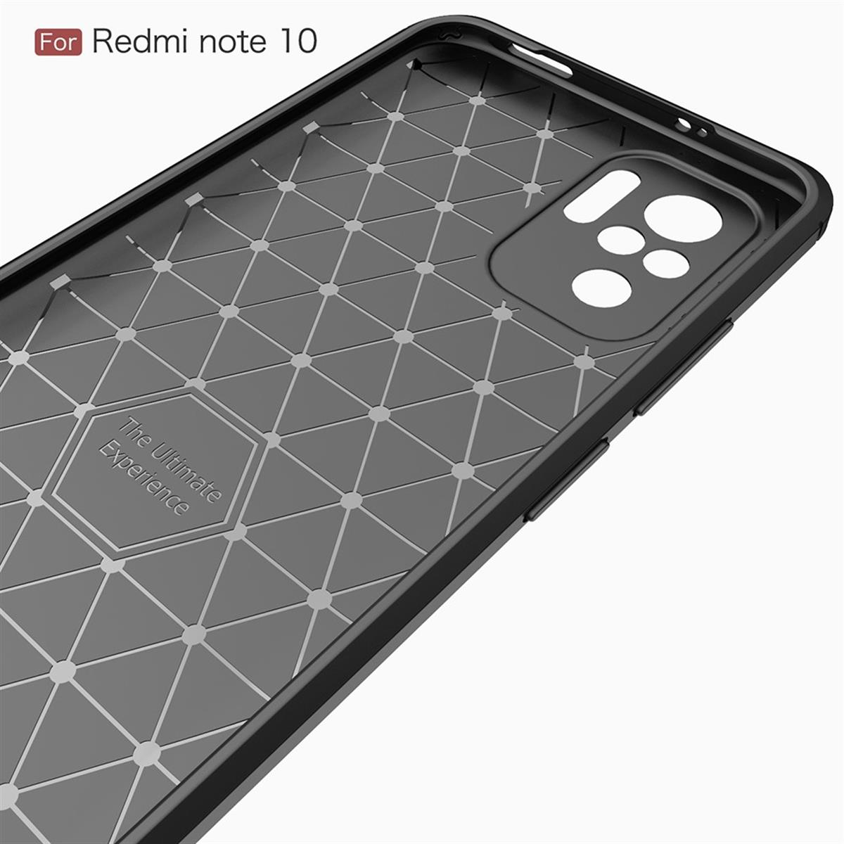 COVERKINGZ Handycase im Carbon Look, Note Redmi Note / Redmi 10 Backcover, Xiaomi, schwarz 10s