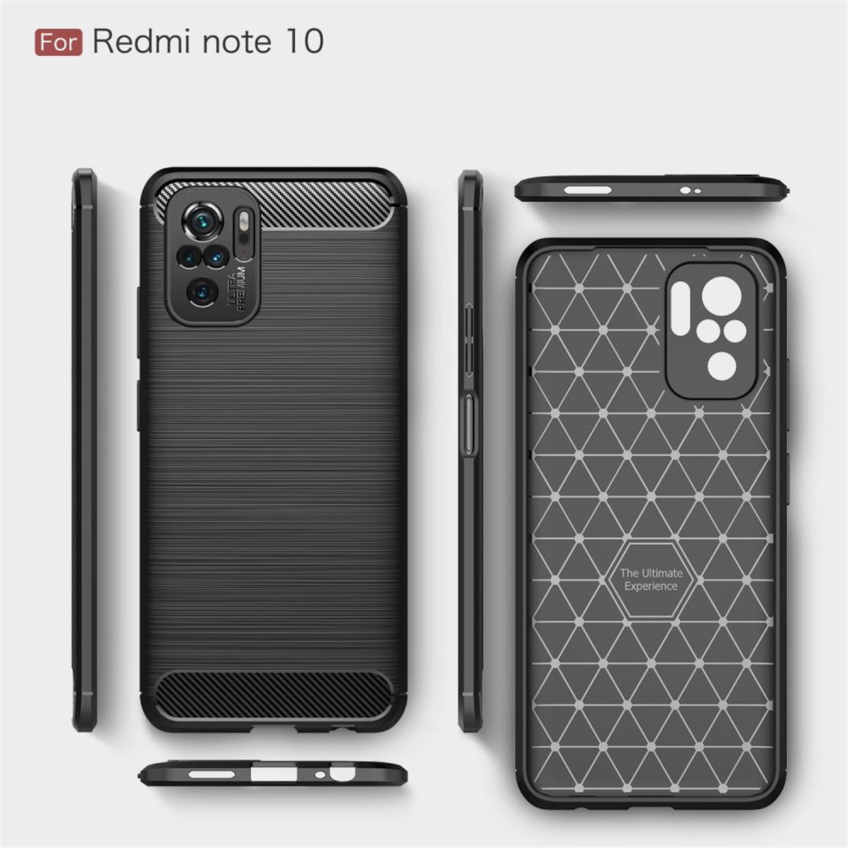 COVERKINGZ Handycase 10 Redmi Xiaomi, Note Redmi Carbon im Look, / 10s, Backcover, Note schwarz