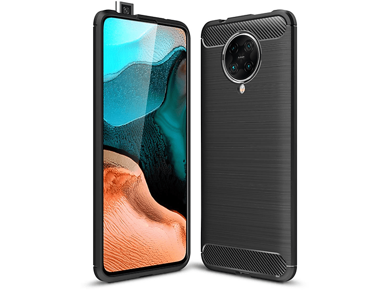 COVERKINGZ Handycase Look, Poco Carbon schwarz Backcover, Xiaomi, im pro, F2