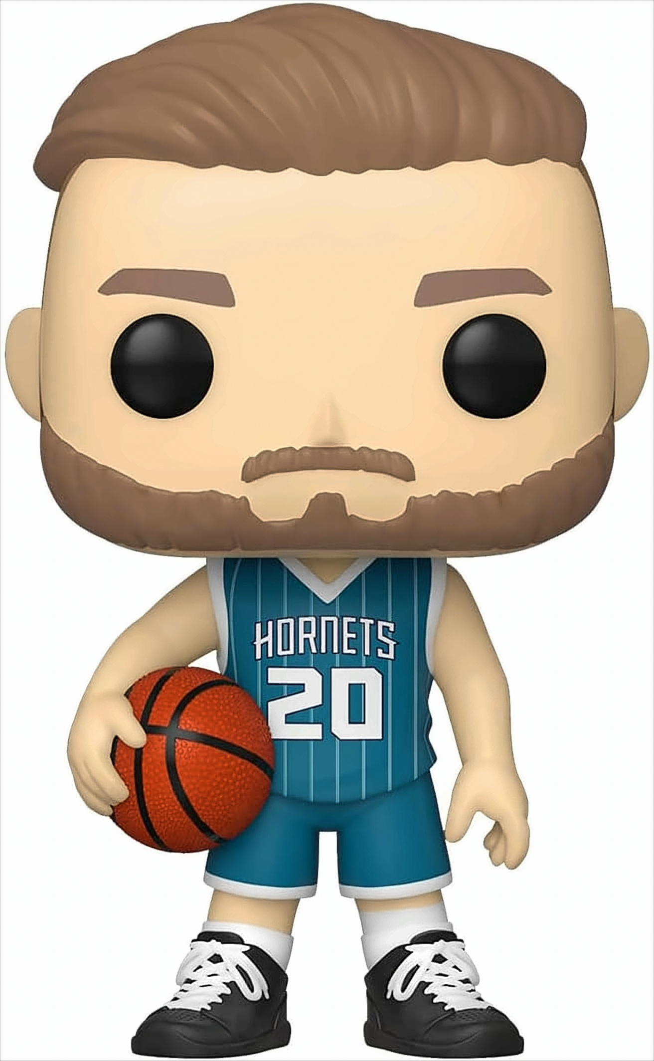 Eine Funko Pop Figur eines Basketballspielers im Hornets Trikot.