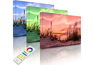 LIGHTBOX-MULTICOLOR Gras am Strand bei Sonnenuntergang | fully lighted | 80x60 cm Leuchtbild