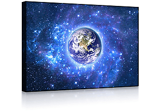 LIGHTBOX-MULTICOLOR Planet Erde im Weltraum | front lighted | 100x70 cm Leuchtbild