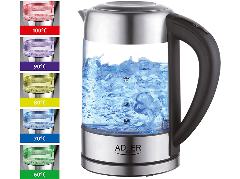 Hervidor agua eléctrico, 1 l, sin bpa, resist adler ad1272 blanco