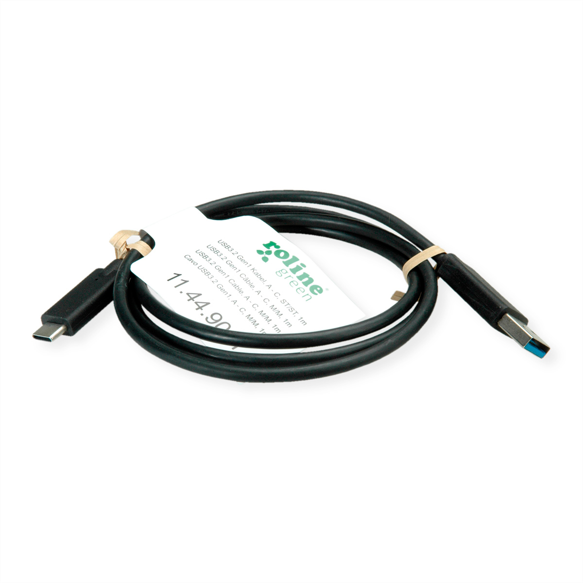 Black USB cable with a label, showing USB 3.2 Gen1 and price.