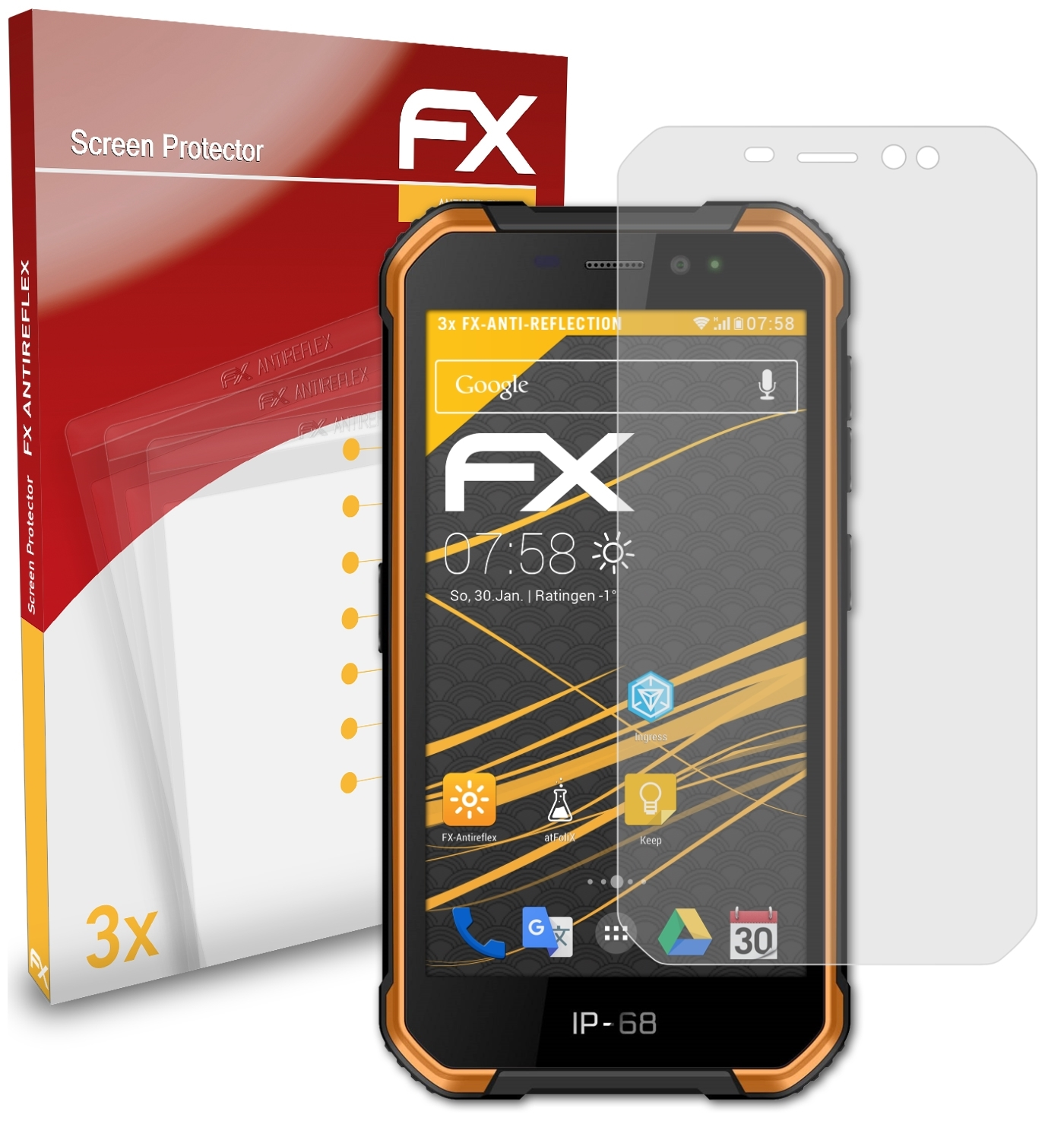 ATFOLIX 3x FX-Antireflex Displayschutz(für Ulefone X6) Armor