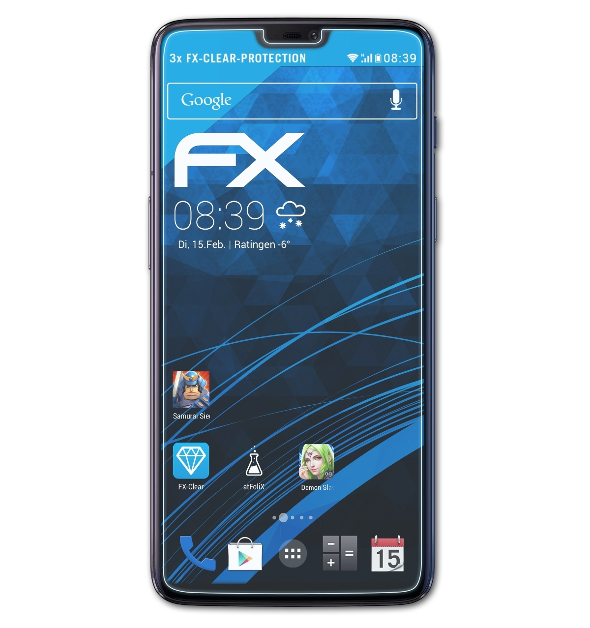 3x OnePlus Displayschutz(für 6) ATFOLIX FX-Clear