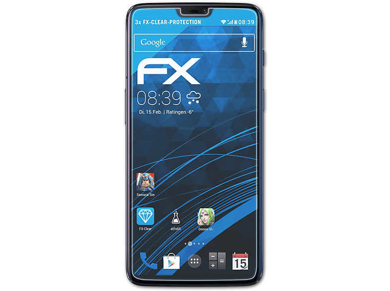 6) FX-Clear OnePlus 3x Displayschutz(für ATFOLIX