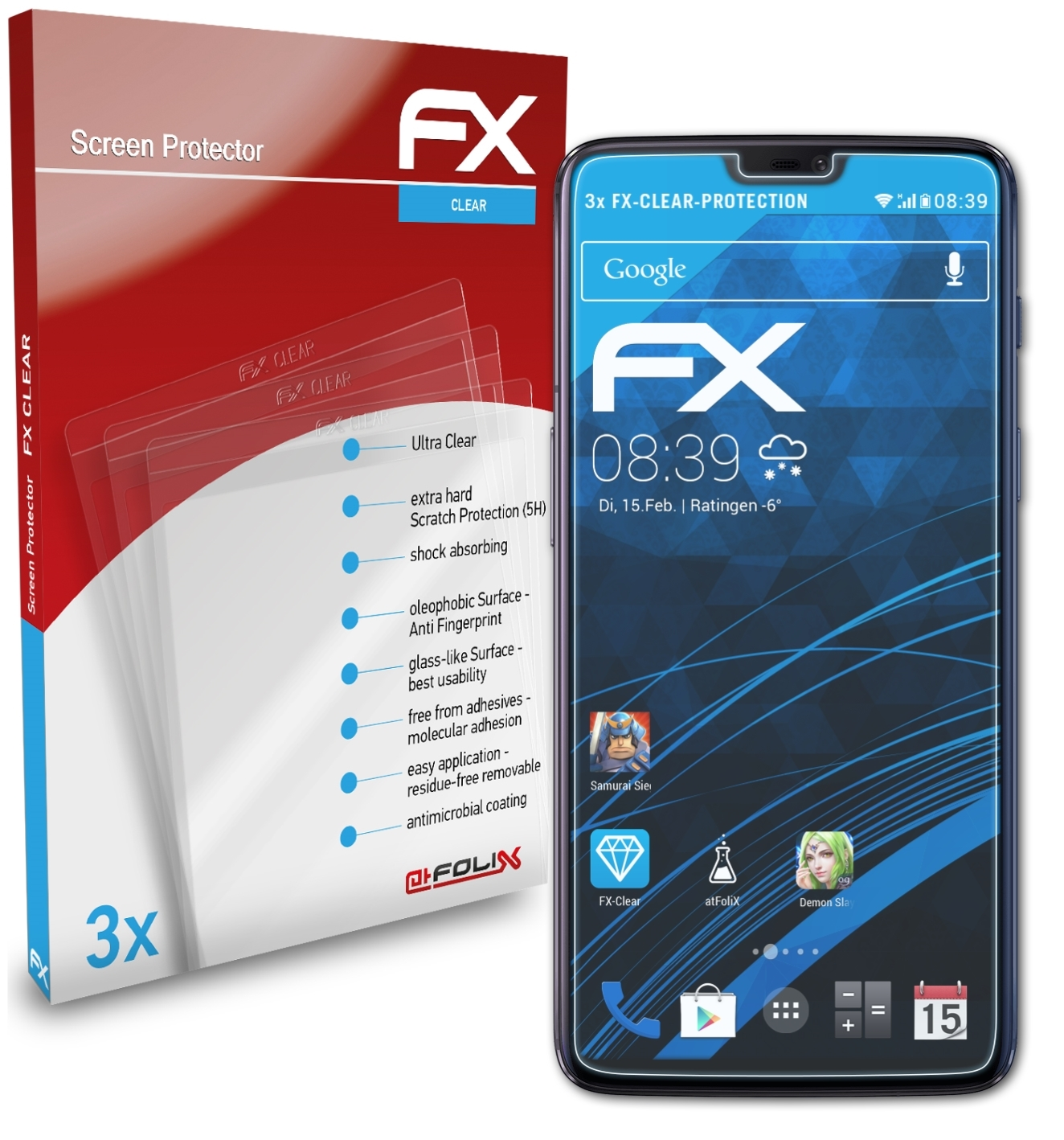 FX-Clear OnePlus Displayschutz(für 3x ATFOLIX 6)