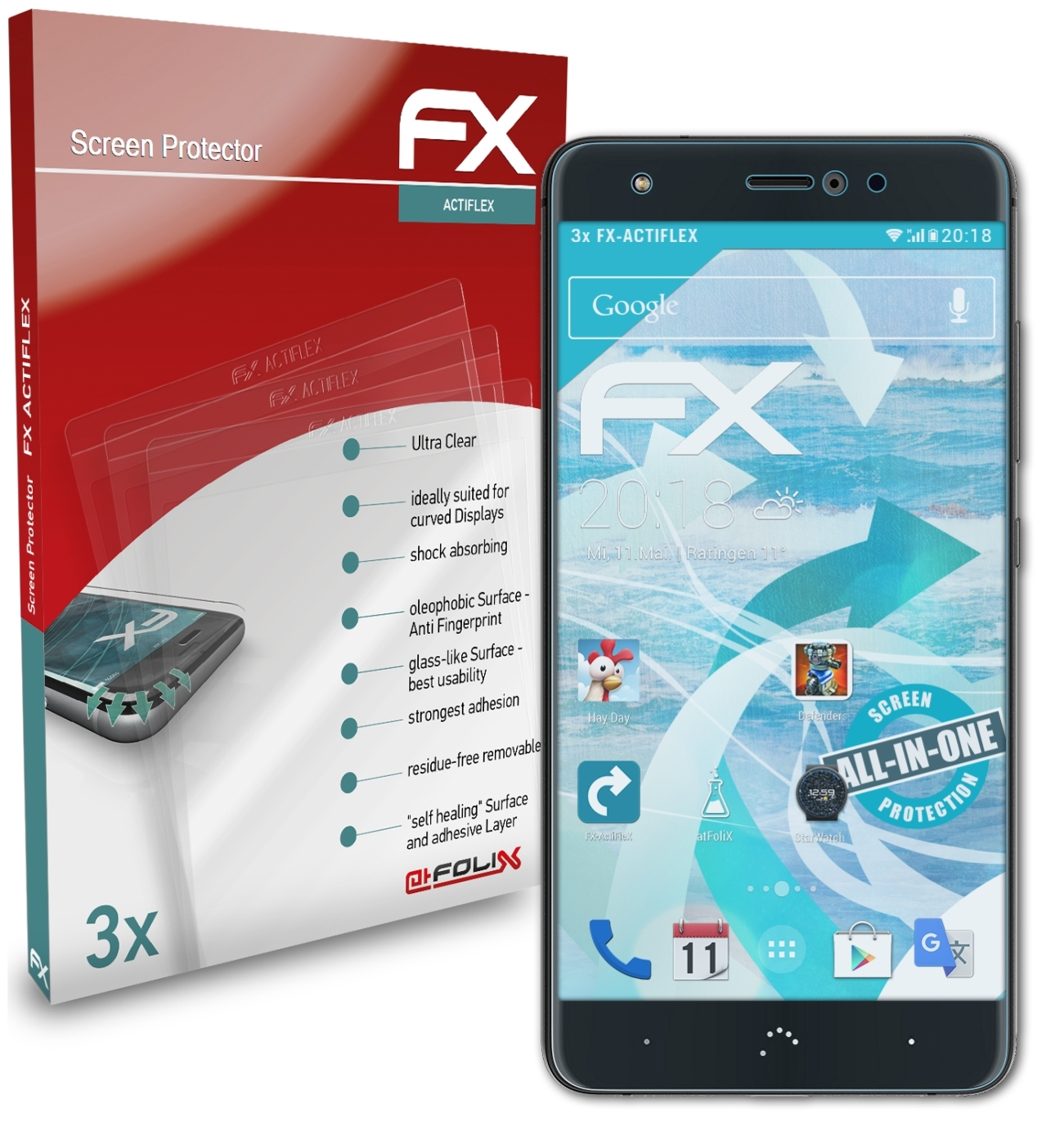 ATFOLIX 3x FX-ActiFleX Displayschutz(für bq Aquaris X)