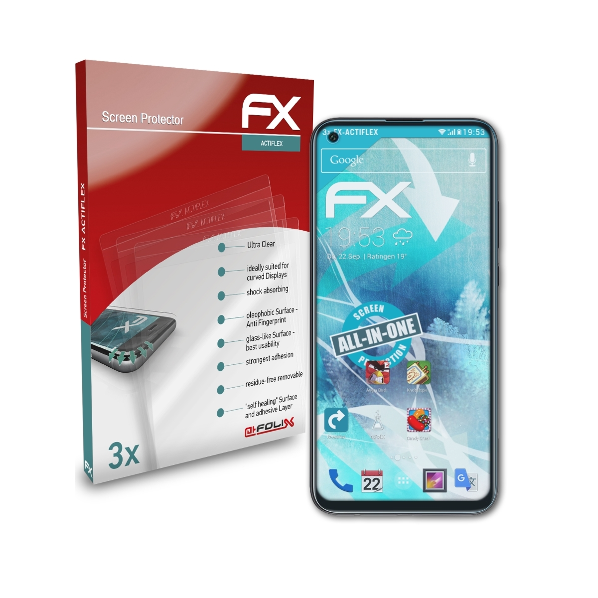 ATFOLIX 3x E) FX-ActiFleX P40 lite Displayschutz(für Huawei