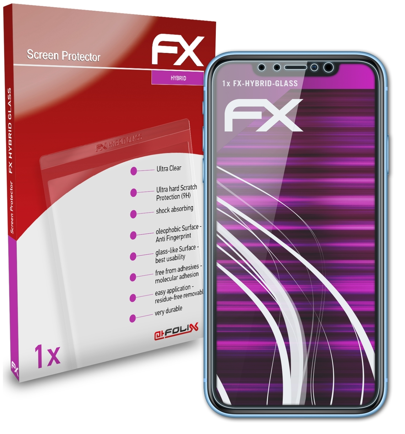 cover)) XR (Front Apple Schutzglas(für iPhone ATFOLIX FX-Hybrid-Glass