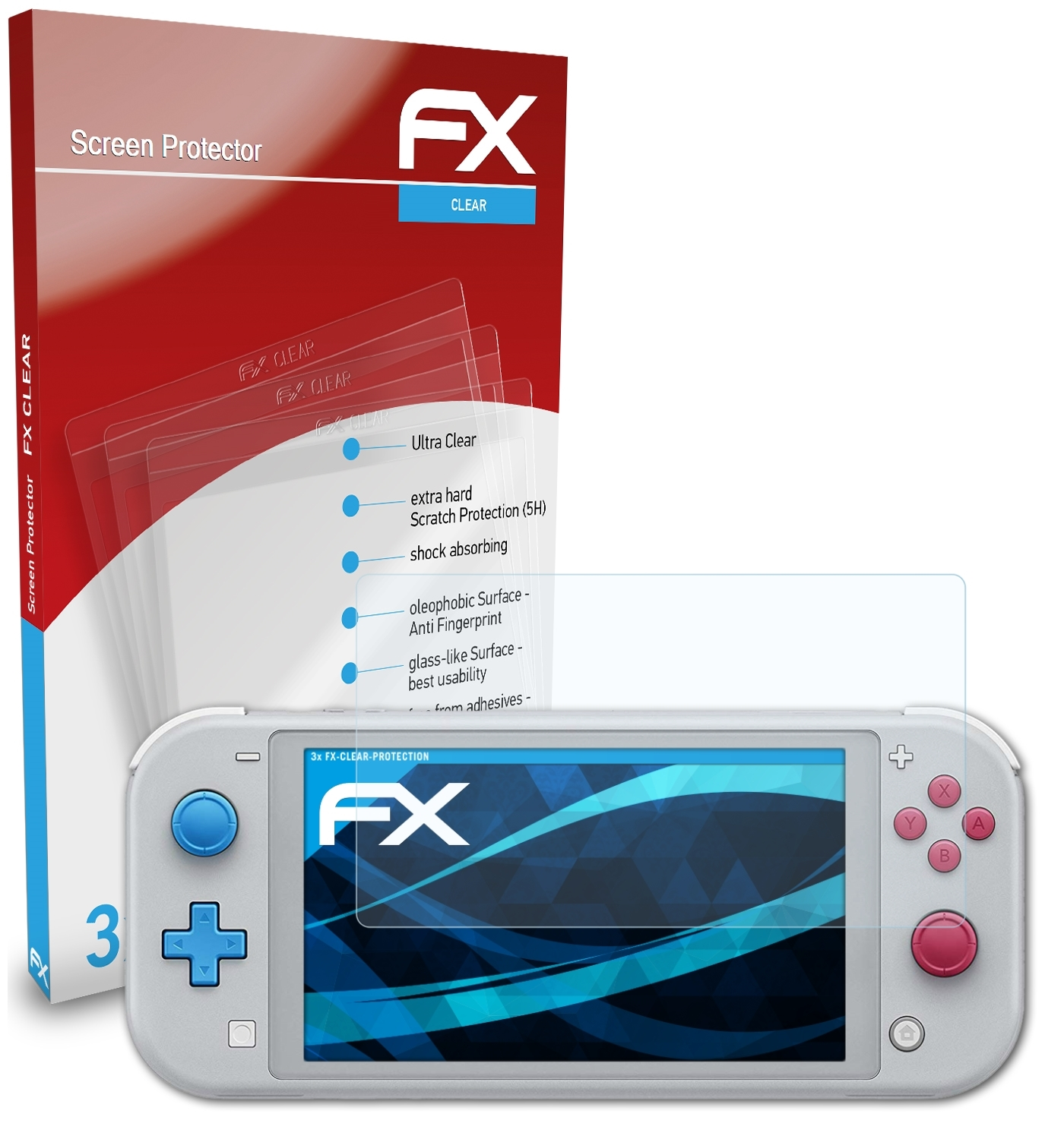 ATFOLIX 3x FX-Clear Displayschutz(für Nintendo Switch Lite)