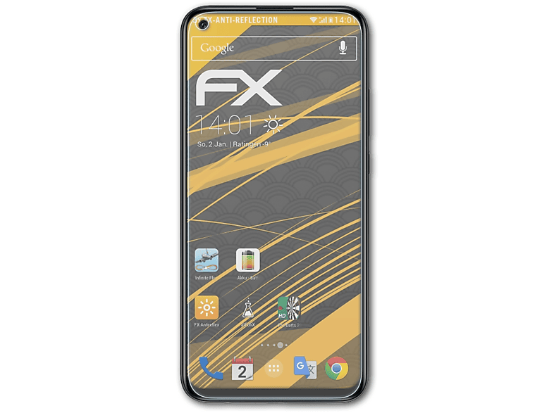 ATFOLIX 3x FX-Antireflex Displayschutz(für P40 lite E) Huawei
