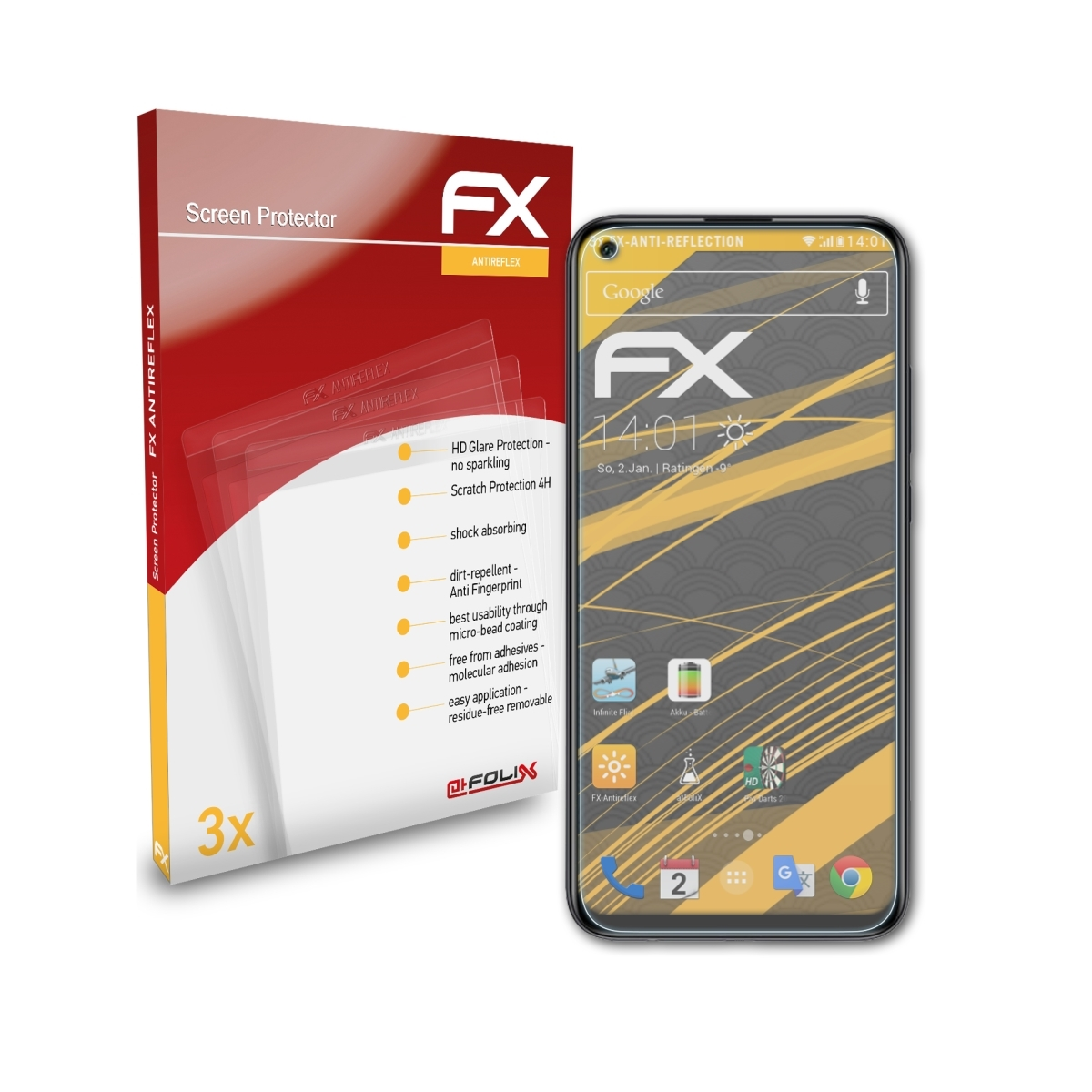 E) P40 FX-Antireflex 3x Displayschutz(für lite ATFOLIX Huawei