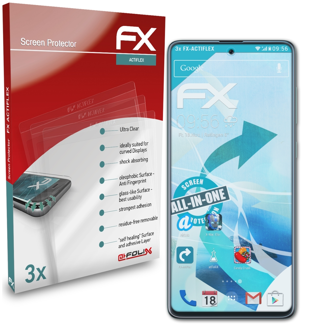 ATFOLIX 3x FX-ActiFleX Displayschutz(für A71) Samsung Galaxy
